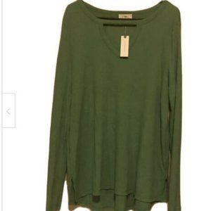 ANTHROPOLOGIE T.La Large Green Nadia Cut Out Tunic
